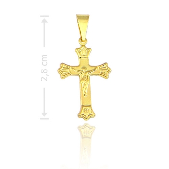 Crucifixo folheado a ouro c/ detalhes em alto relevo