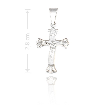Crucifixo folheado a prata c/ detalhes em alto relevo