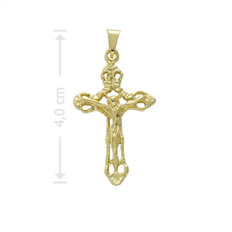 Foto 1 do Produto Crucifixo folheado a ouro com detalhes vazados e em alto relevo