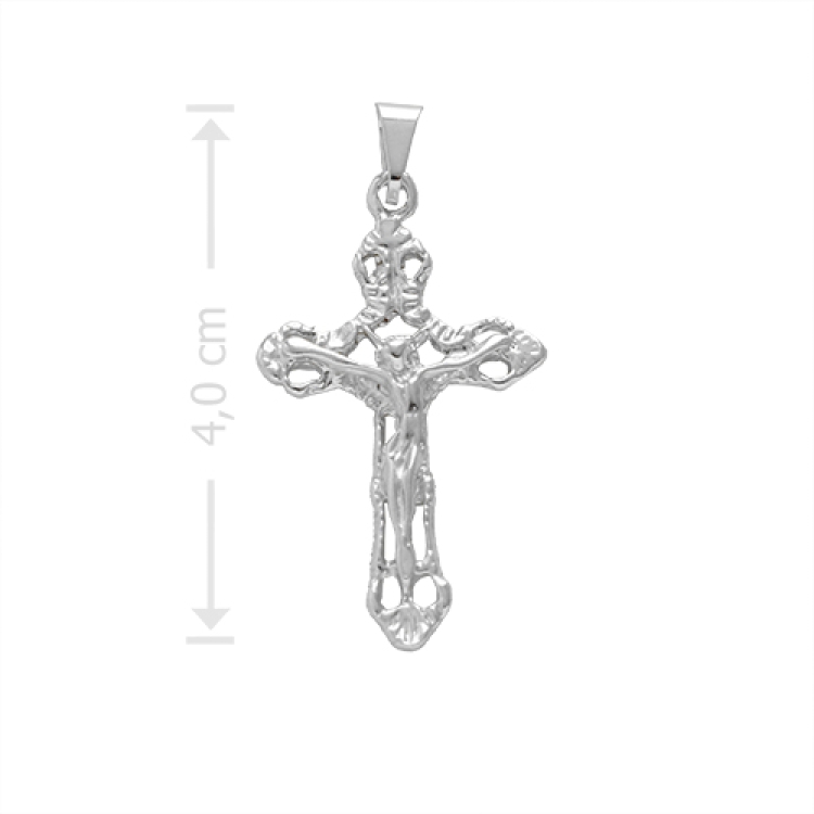 Foto 1 do Produto Crucifixo folheado a prata com detalhes vazados e em alto relevo