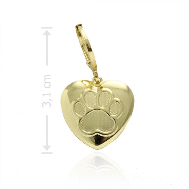 Foto 1 do Produto Pingente folheado a ouro com fecho tranqueta e adereço em forma de coração com uma patinha