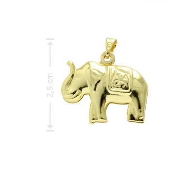 Pingente folheado a ouro em forma de elefante com detalhes em alto relevo
