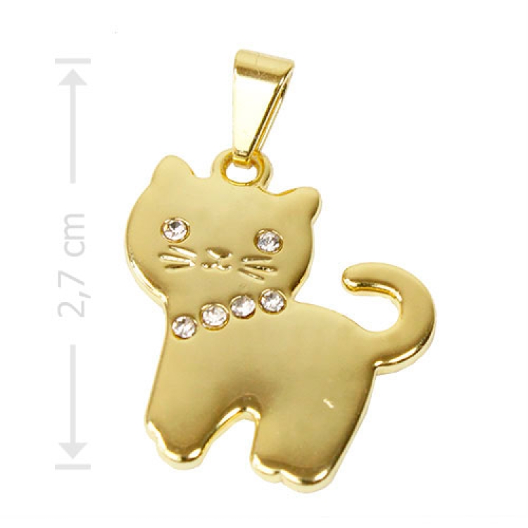 Foto 1 do Produto Pingente folheado a ouro em forma de gato com pedrinhas de strass