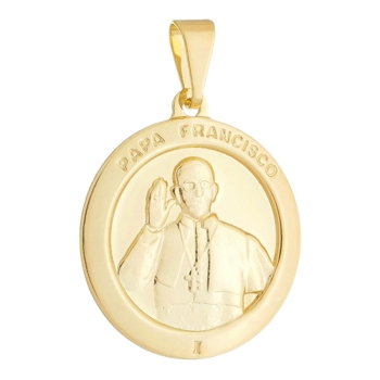 Medalha Papa Francisco folheada a ouro