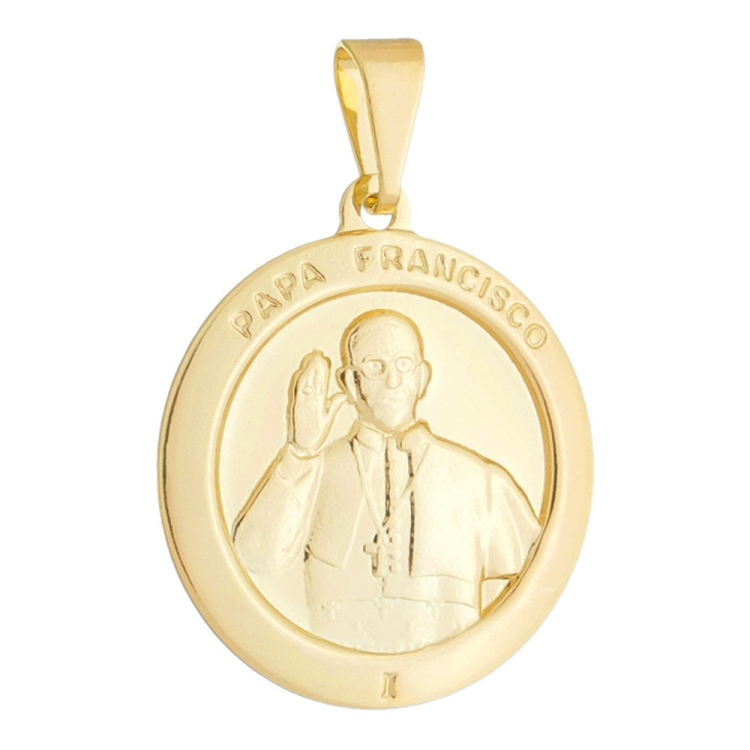 Foto 1 do Produto Medalha Papa Francisco folheada a ouro