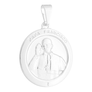 Medalha Papa Francisco folheada a prata