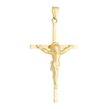 Crucifixo de 5 cm folheado a ouro com detalhes em alto relevo