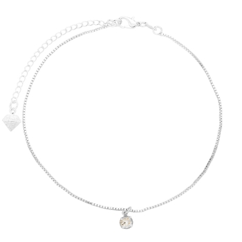 Tornozeleira ponto de luz folheada a prata com strass