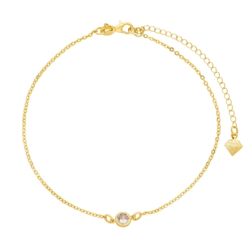 Tornozeleira ponto de luz folheada a ouro com zircônia