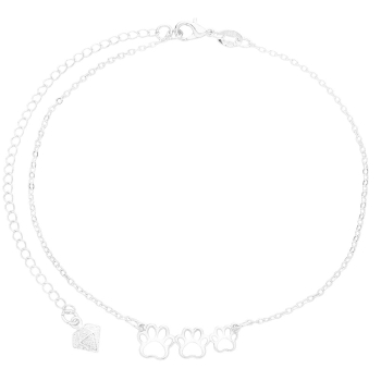 Tornozeleira folheada a prata contendo adereço com 3 patinhas