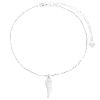 Tornozeleira folheada a prata com pingente em forma de asa