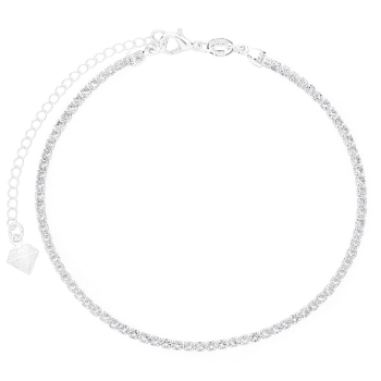 Tornozeleira folheada a prata feita com pedras de zircônia